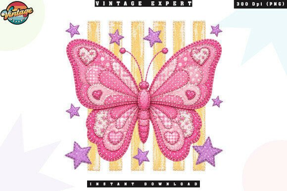 Coquette Pink Butterfly Patchwork: A Design Asset for Spring