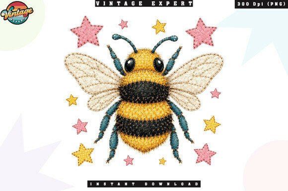Cute Bumble Bee Patchwork PNG: A Whimsical Design Asset