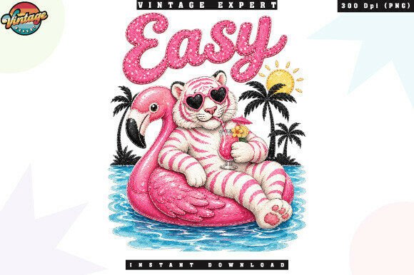Easy Tiger Summer Flamingo PNG: A Tropical Design Asset
