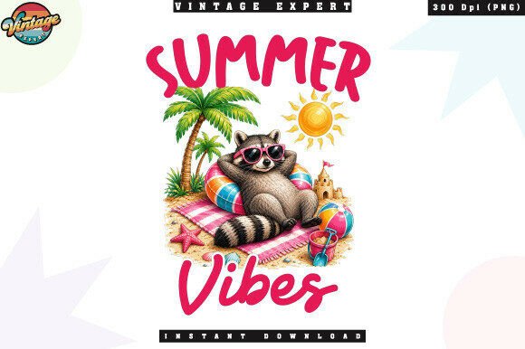 Summer Vibes Beach Raccoon PNG: Your Ticket to Tropical Fun